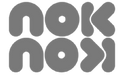 Gray 'nok nos' logo on a white background